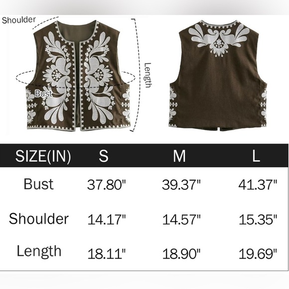 New Embroidered Vest Boho Open Front cropped Vest top Sleeveless Floral Cardigan - Picture 7 of 10